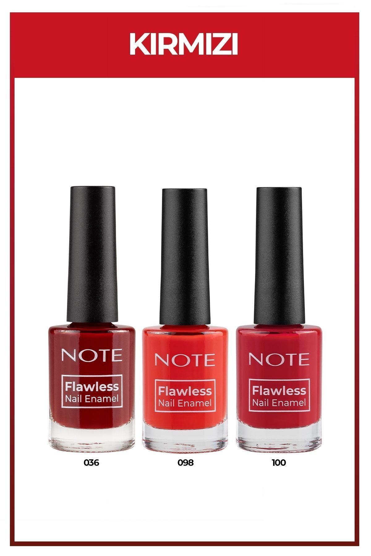NOTE Nail Flawless 3'lü Kırmızı Oje Seti