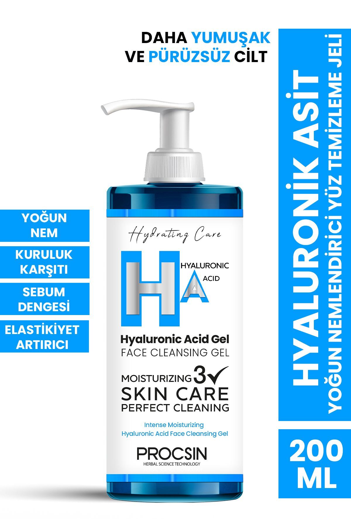 PROCSIN Hyaluronik Asit Yoğun Nemlendirici Yüz Temizleme Jeli 200 ml