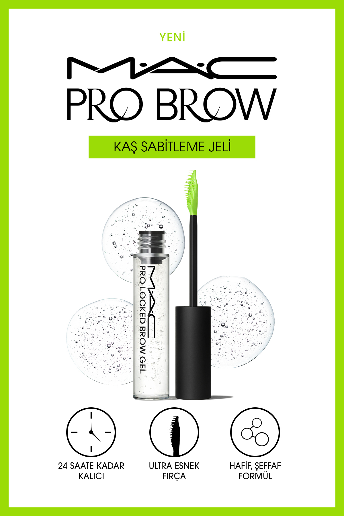 M.A.C Pro Locked Brow Gel - Clear 12 Saate Kadar Kalıcı Dökülme Yapmayan Kaş Sabitleyici 7.8 ml
