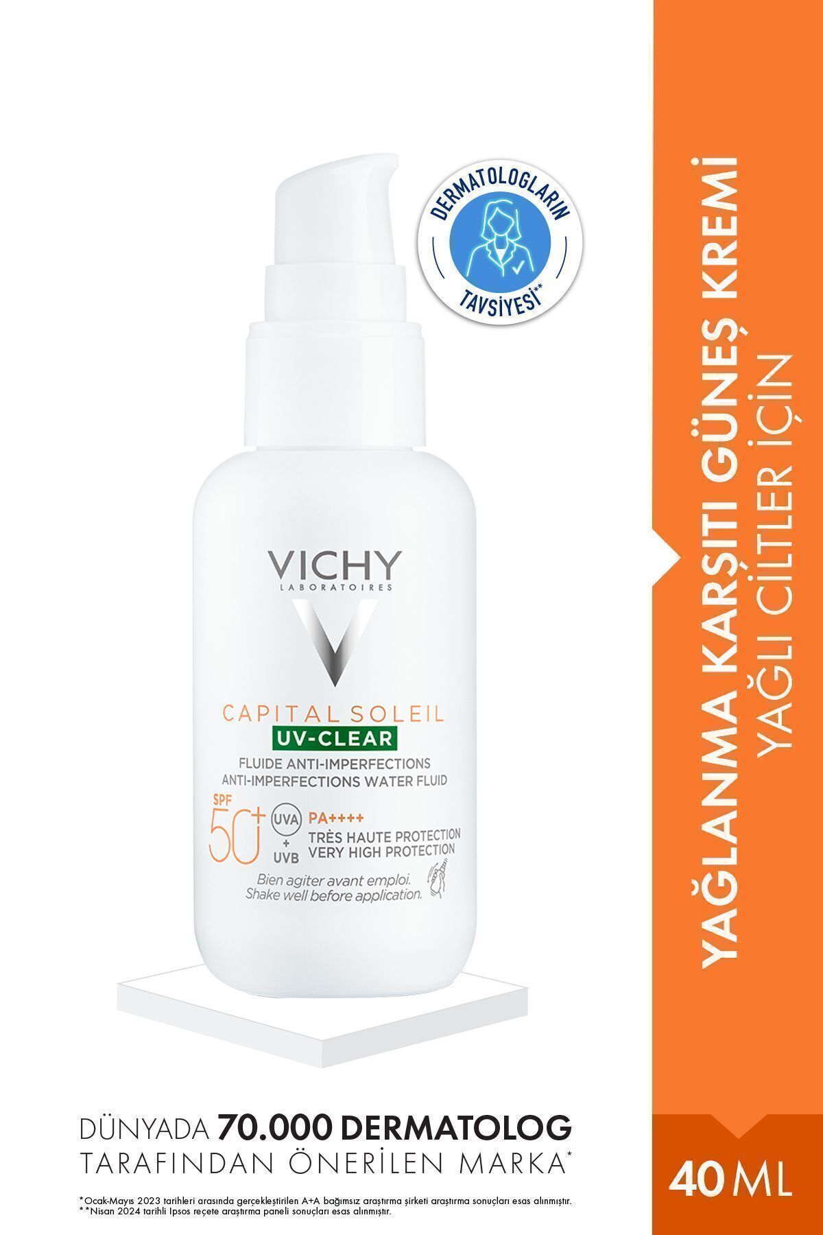 Vichy Capital Soleil UV Clear SPF50+ Sunscreen Suitable for Oily and Acne-Prone Skin 40 ML DEMBA4992
