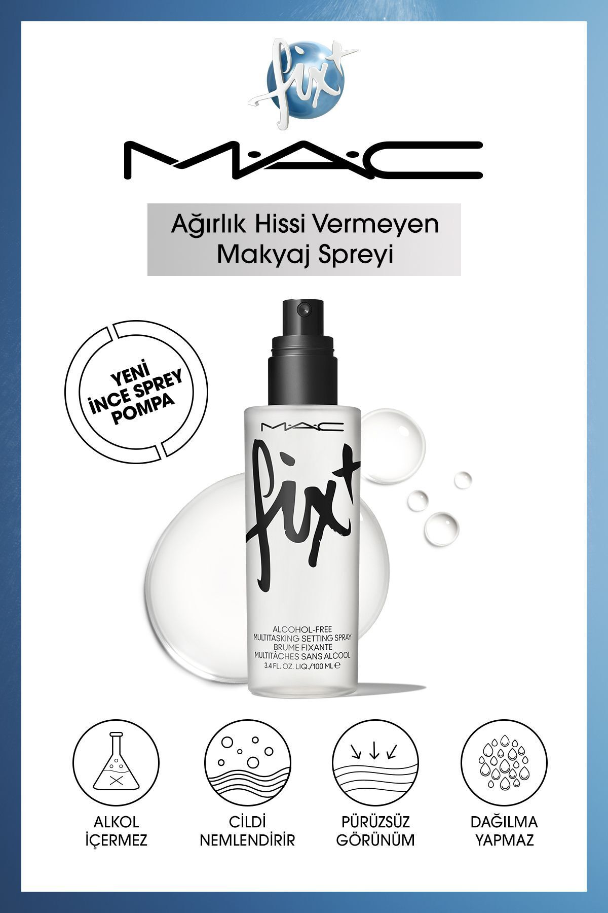 M.A.C Fıx Original Çok Yönlü Makyaj Spreyi Cildi Hazırlar & Sabitler 100 ml