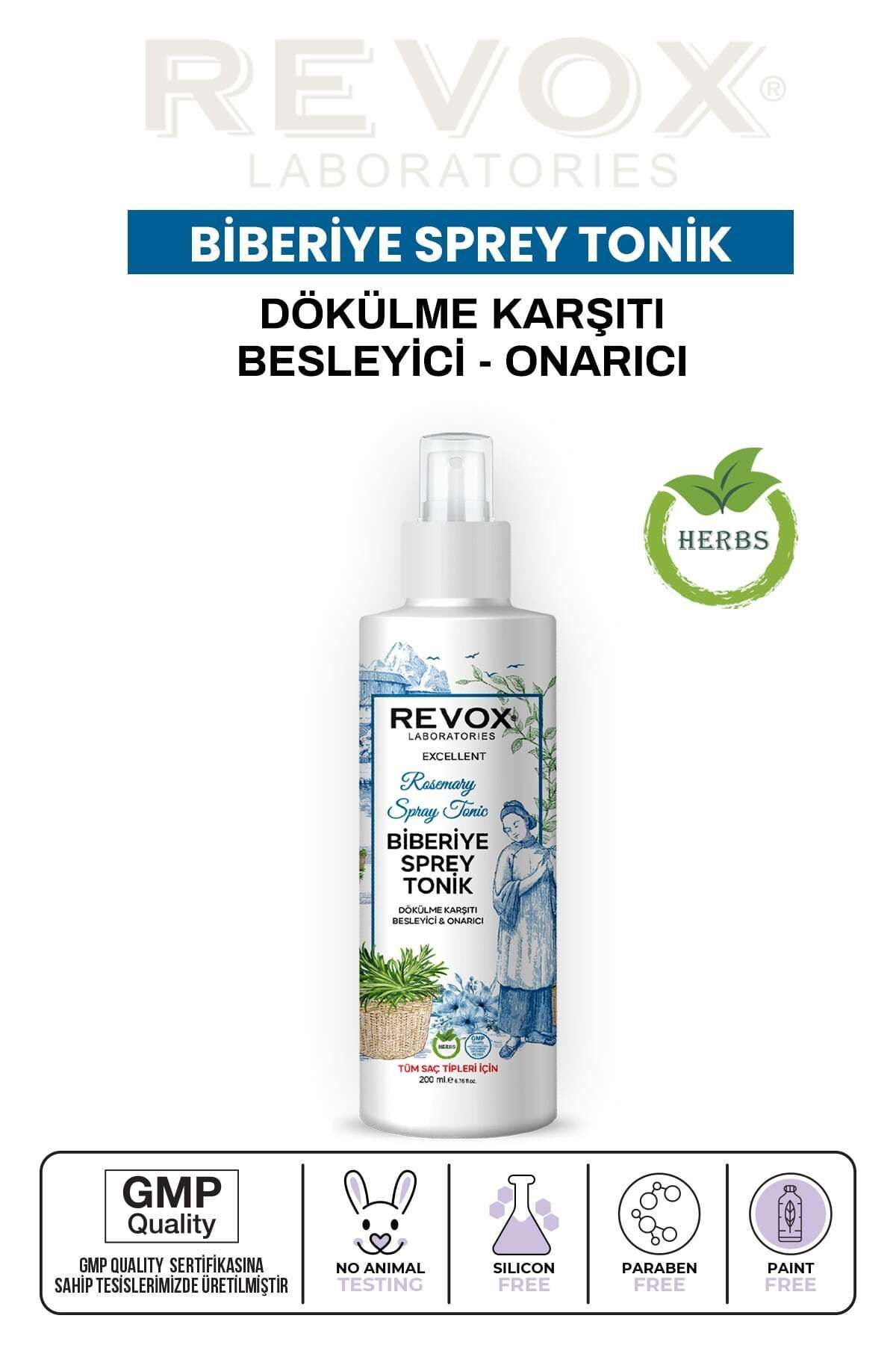 Revox Biberiye Bitki Özlü Dökülme Karşıtı, Besleyici Ve Onarıcı Durulanmayan Saç Bakım Toniği
