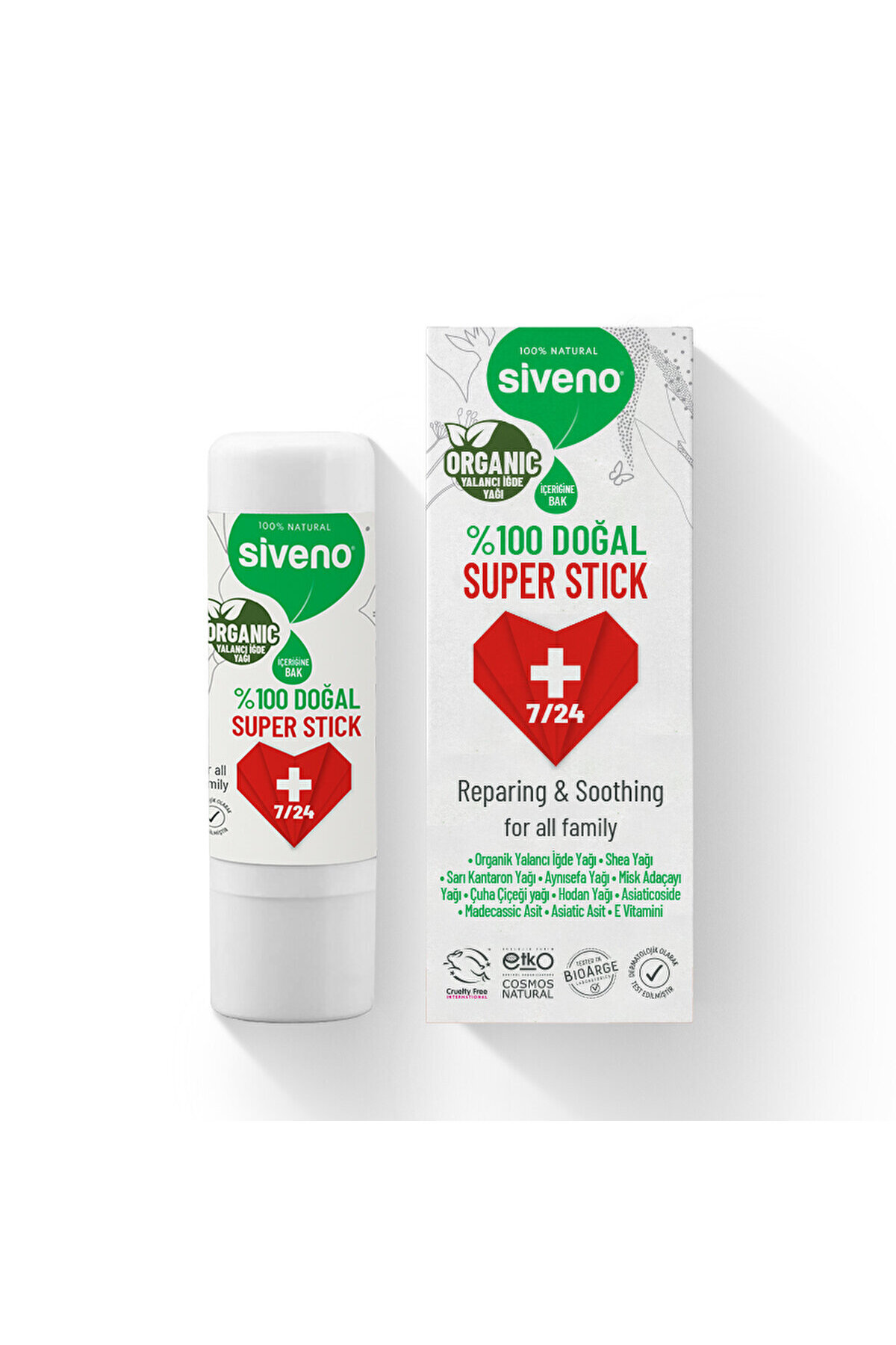 Siveno %100 Doğal Süper Stick Anlık Yatıştırıcı Onarıcı Organik Yalancı İğde Yağlı Bitkisel 6 gr