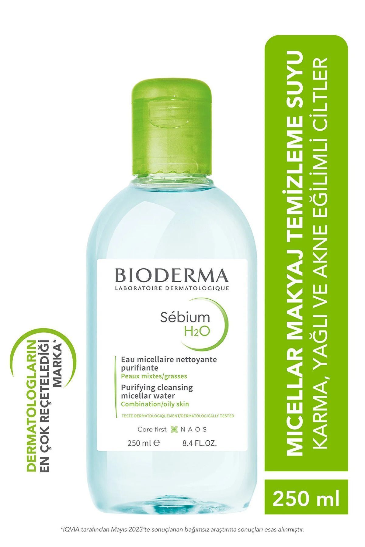 Bioderma Sébium H2O Karma, yağlı ve akne eğilimli ciltler için durulama gerektirmeyen temizleme suyu