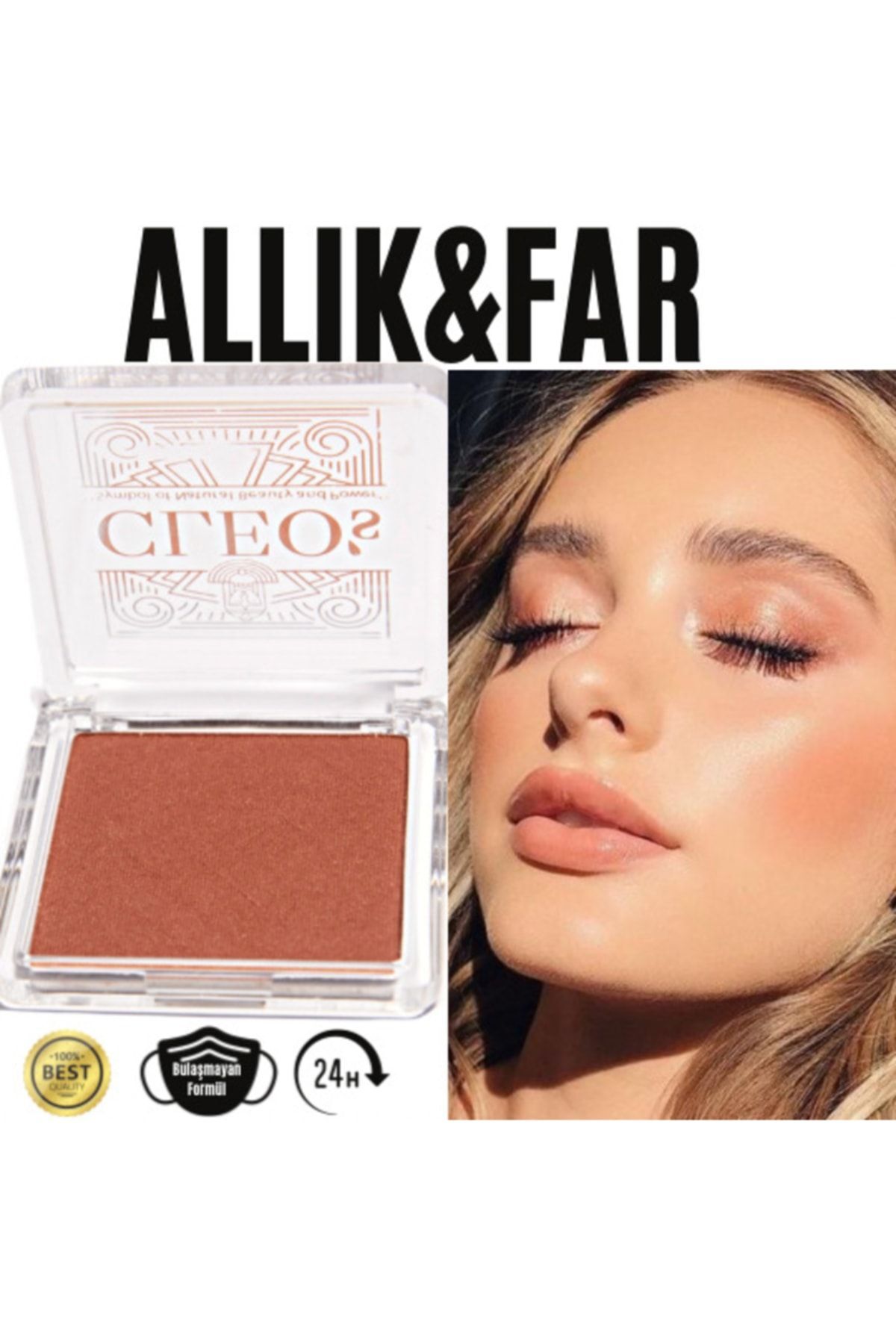 Cleo - Kalıcı Allık & Far - All Hours Powder Blush & Eyeshadow- ^peach Golden^ (ŞEFTALİ TONU)