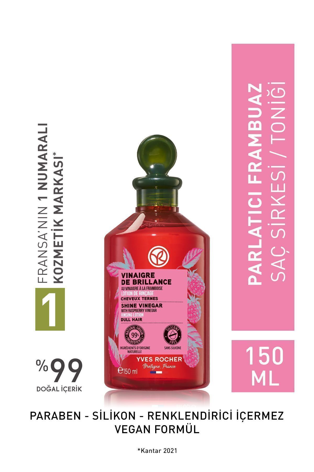 Yves Rocher Parlatıcı (Brillance) Frambuaz Saç Sirkesi/Toniği - Vegan-150 ml
