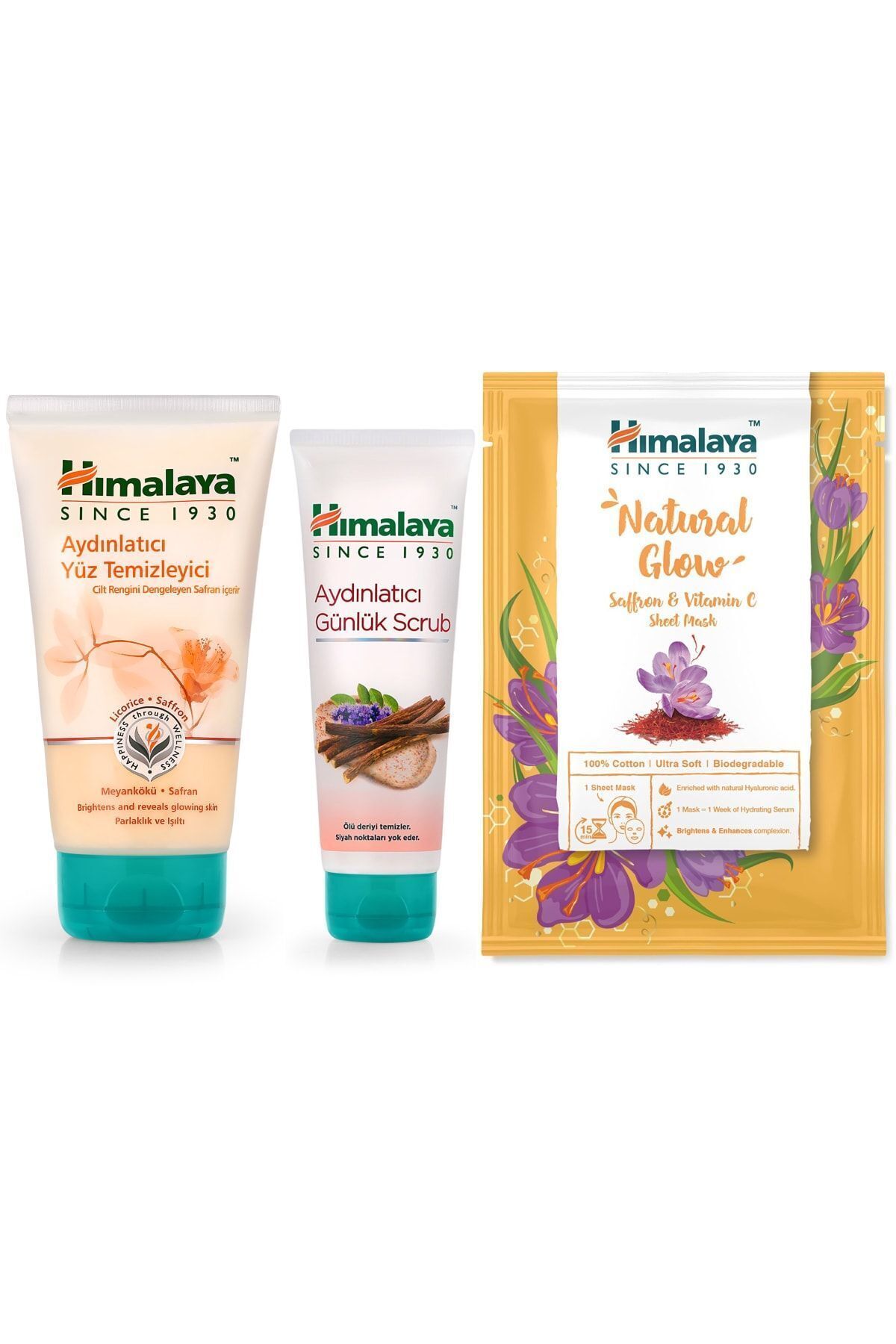 Himalaya Since 1930 Aydınlatıcı Yüz Temizleme Seti Safran, Meyankökü, Kayısı, C Vitamini, Parabensiz, Tüm Ciltler