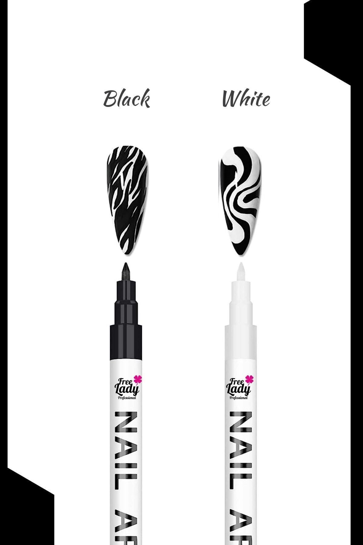 FREELADY Nail Art - Frenç Kalemi Çizim Dizayn Süsleme Siyah - Beyaz French