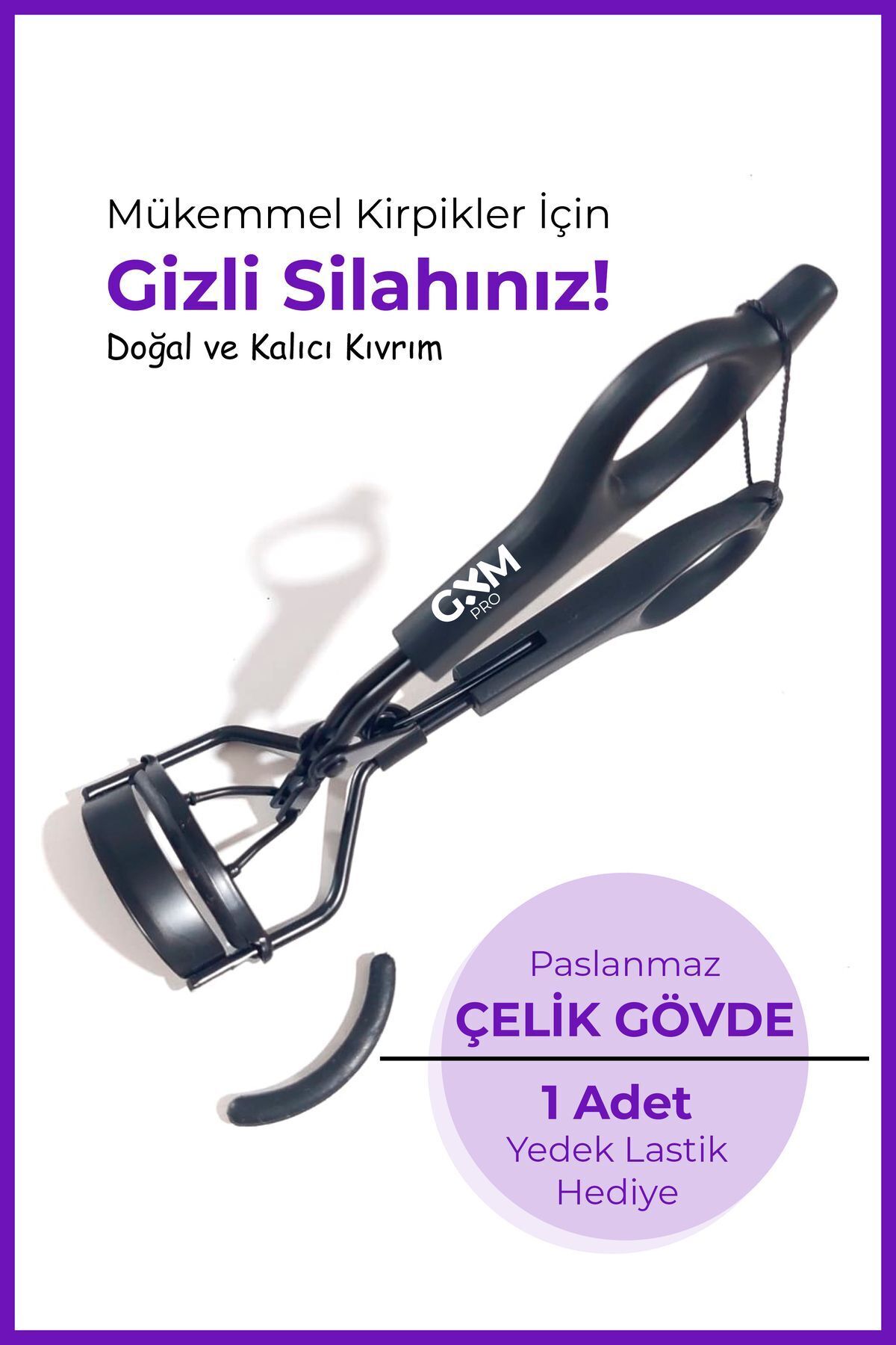 GXMPRO Siyah Kirpik Kıvırıcı - Black Eyelash Curler - Kirpik Kıvırma Taraklı - Kirpik Kıvırıcı uzun ömürlü
