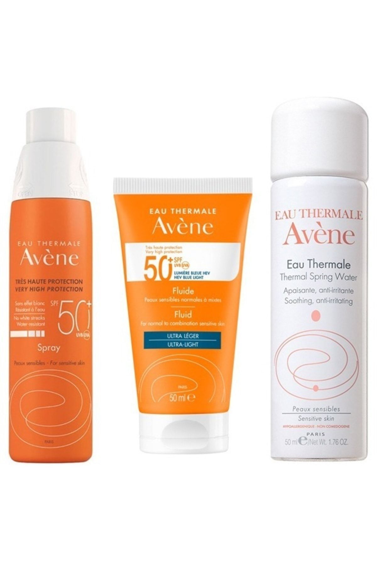 Avene Güneşten Korunma Seti - Spray Spf 50+ 200ml - Solaire Spf50+ Fluid Ultra Light 50 Ml Termal Su 50ml