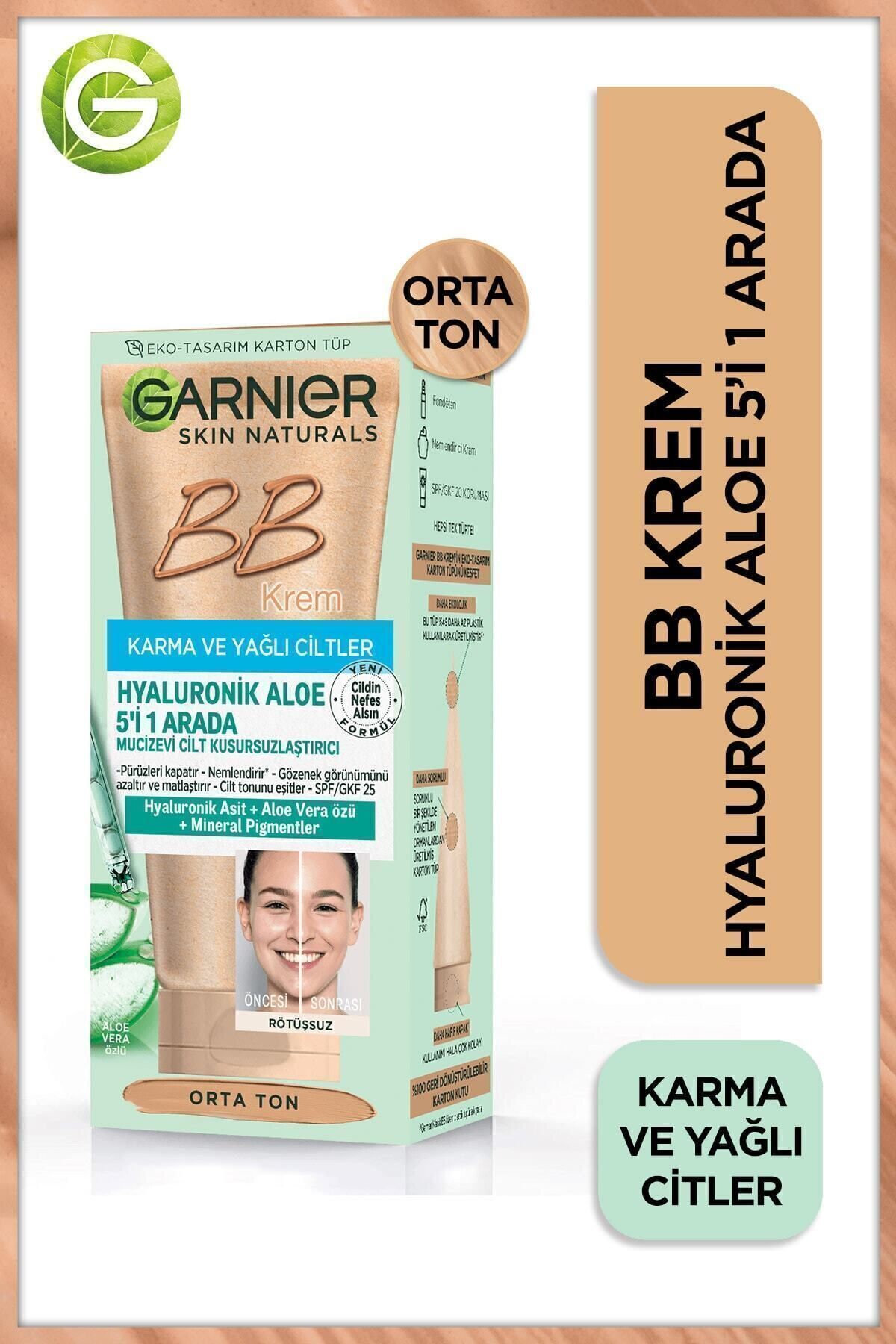 Garnier BB CREAM MEDİUM TONE SPF 20 FOR COMBİNATİON AND OİLY SKİN 50 ML KEYON3172