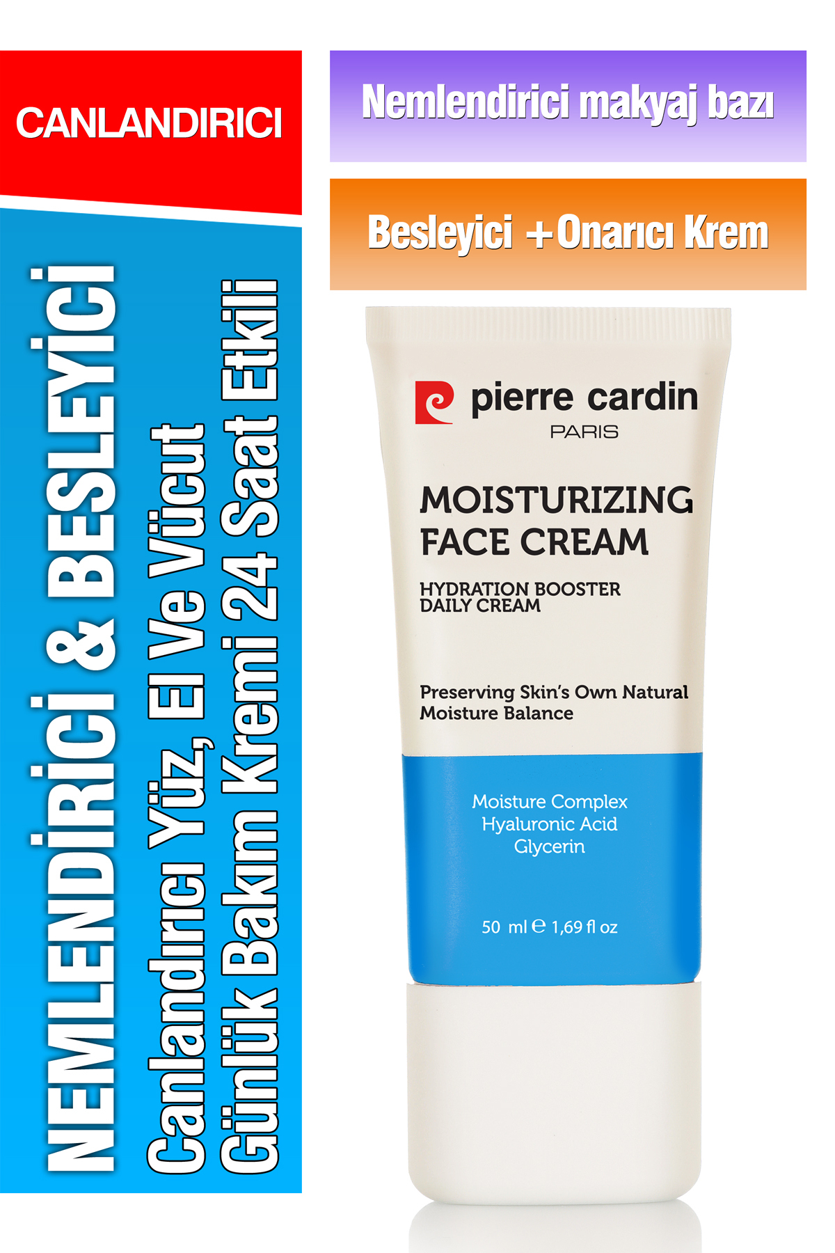 Pierre Cardin Nemlendirici & Besleyici Canlandırıcı Yüz, El Ve Vücut Günlük Bakım Kremi 24 Saat Etki