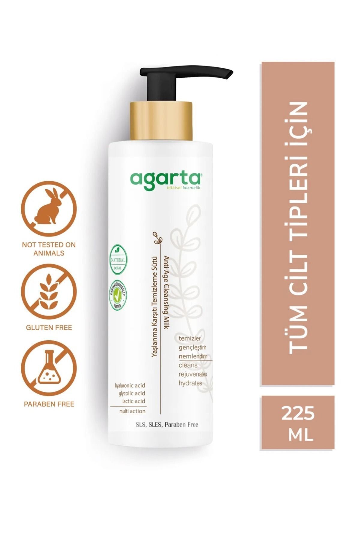 Agarta Doğal Yaşlanma Karşıtı Temizleme Sütü 225 Ml