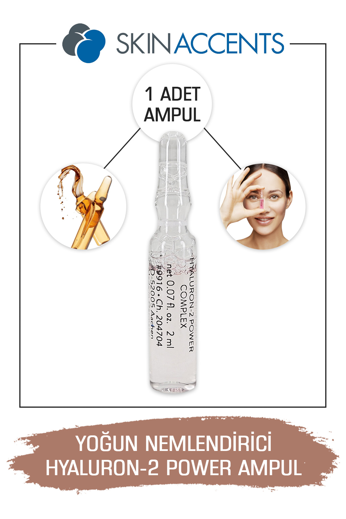 Skin Accents Yoğun Nemlendirici Yumuşatıcı Ampul Hyaluron Power Cilt Serumu 1 Adet Dermaroller Dermapen Serum