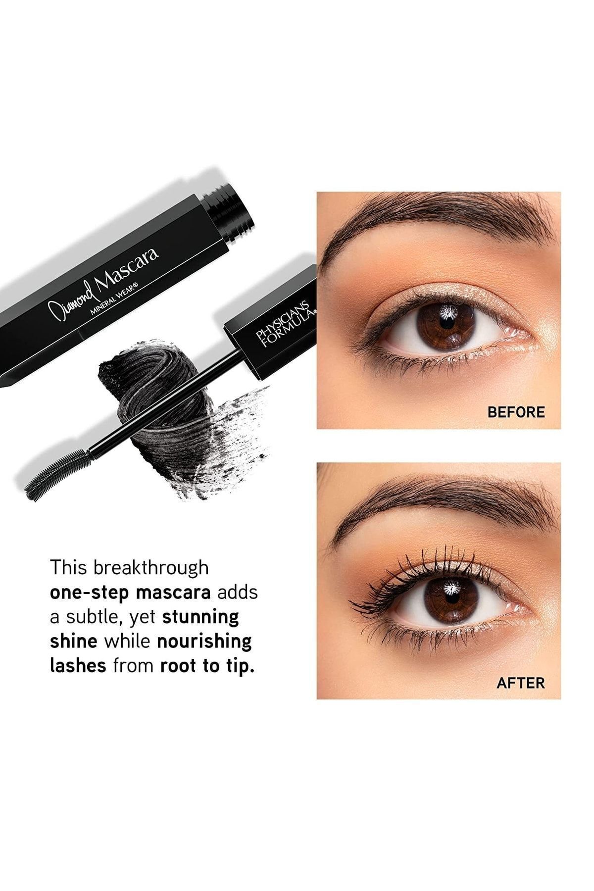 Physicians Formula Mineral Wear Diamond Maskara Black Besleyici Siyah Rimel Elmas Tozu Kirpik Güçlendirici