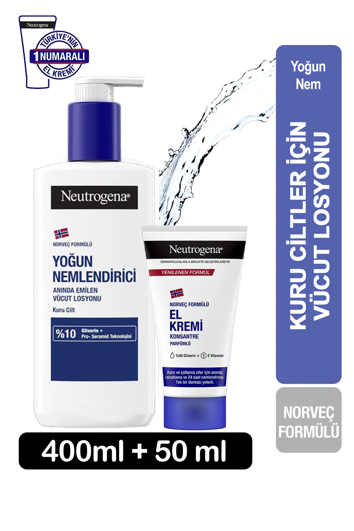 Neutrogena Kuru Ciltler Için Anında Emilen Vücut Losyonu Yoğun Nemlendirici 400 Ml + 50 Ml