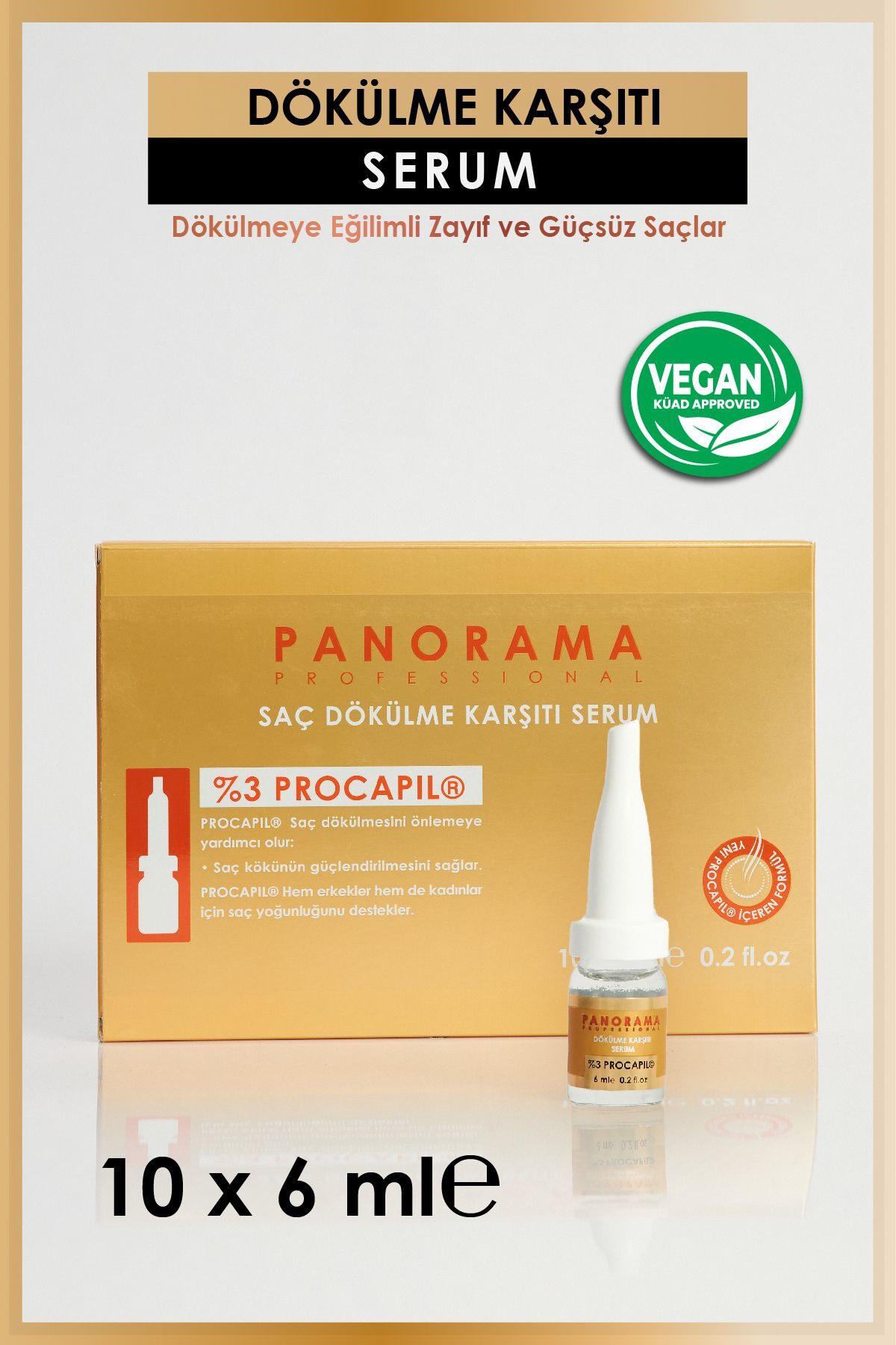 PANORAMA PROFESSIONAL Procapil Dökülme Karşıtı Serum Bitkisel Tedavi (6 ML*10 ADET) %3 Procapil / Vegan