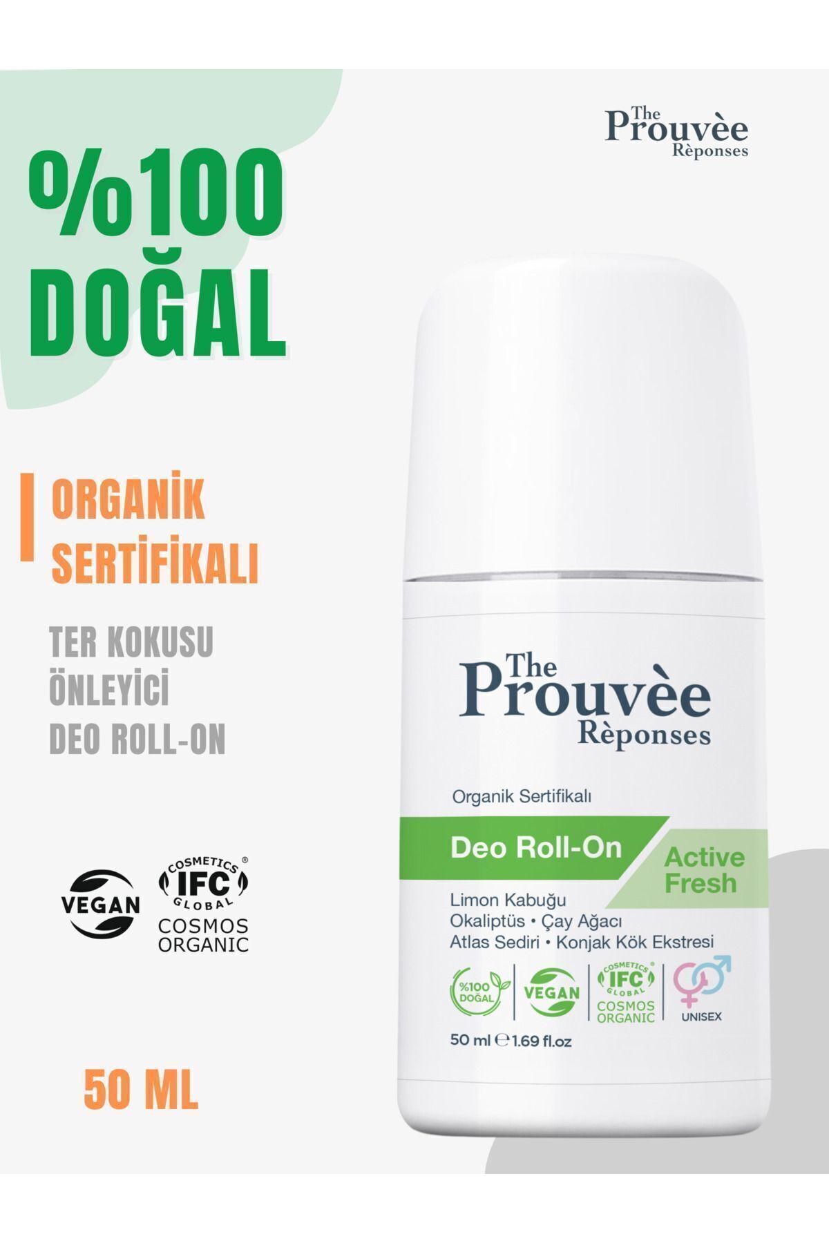 The Prouvee Reponses %100 Doğal Organik Deodorant Roll-On 50ml Ter Kokusu Önleyici