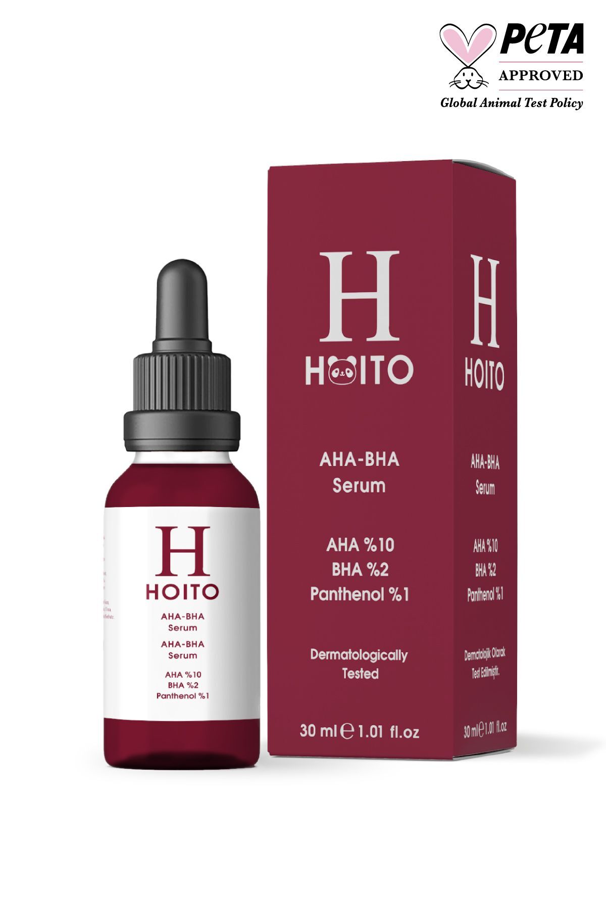 Hoito AHA %10 + BHA %2 Canlandırıcı Kırmızı Peeling Serum 30 ml - Cilt Tonu Eşitleyici & Yenileyici Cilt Bakım Serumu