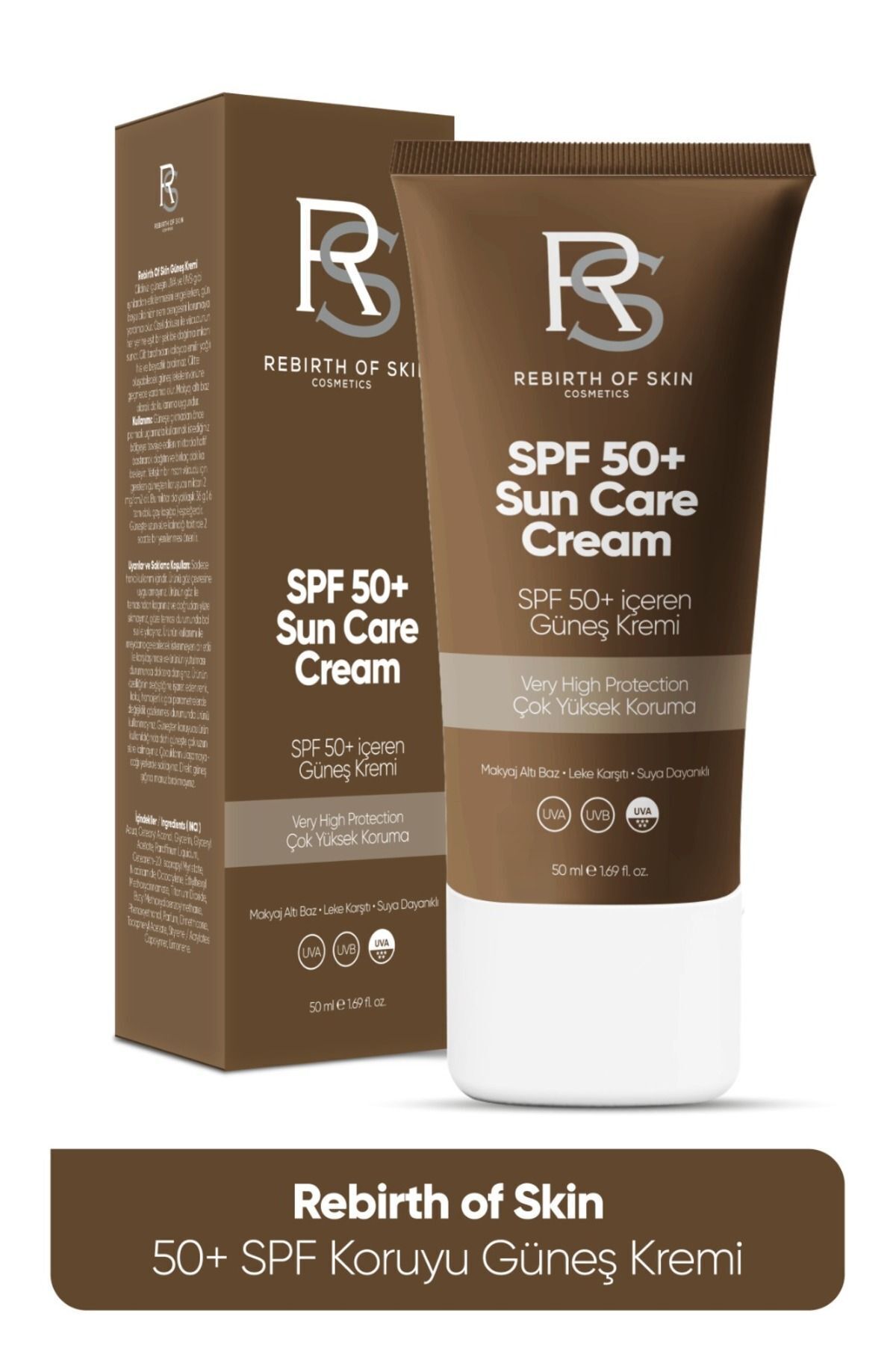 RSCOSMETICS Spf 50 Leke Karşıtı Yüksek Koruyucu Yüz Güneş Kremi Tüm Ciltler İçin 50 ml