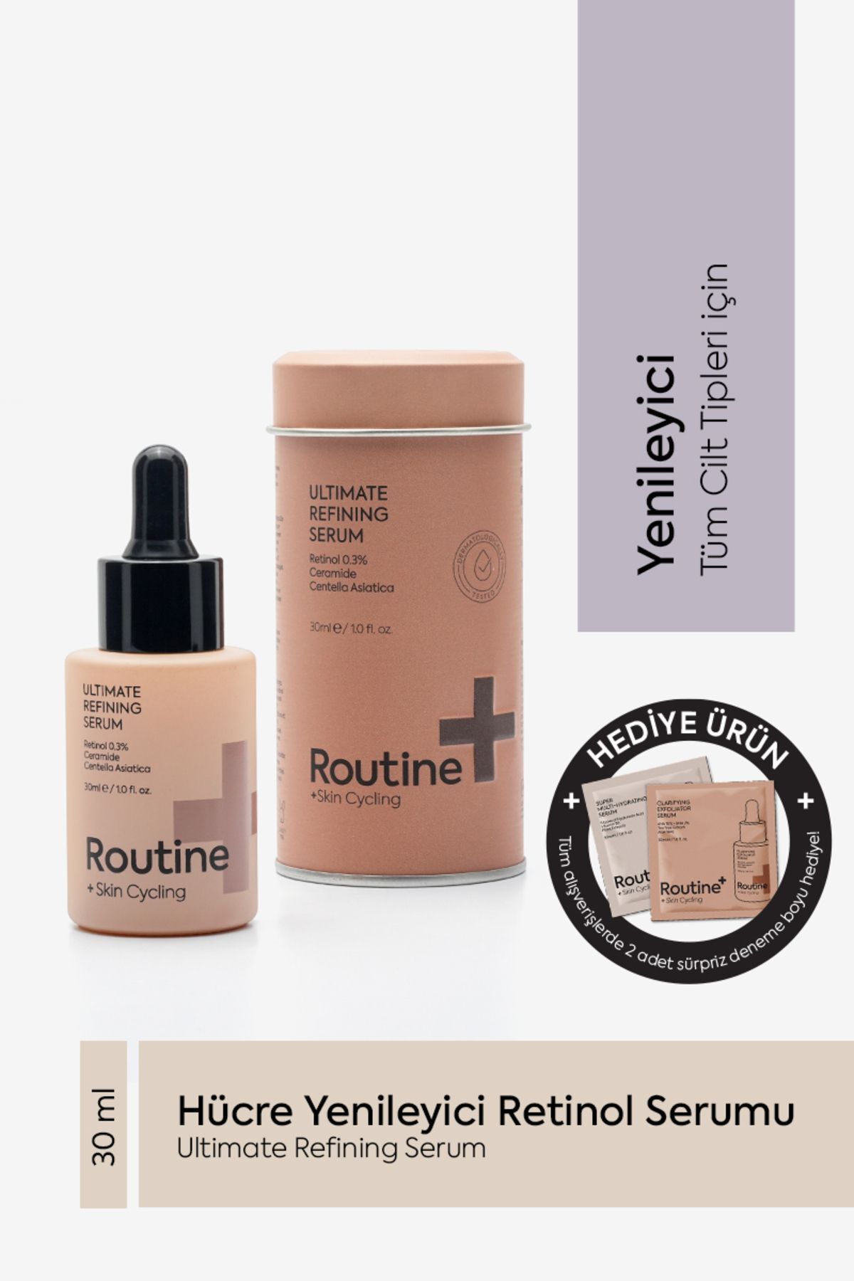 Routine+ %0.3 Retinol Cilt Serumu | Ince Çizgi Ve Kırışıklık Karşıtı Yenileyici Retinol Serum | Cilt Serumu