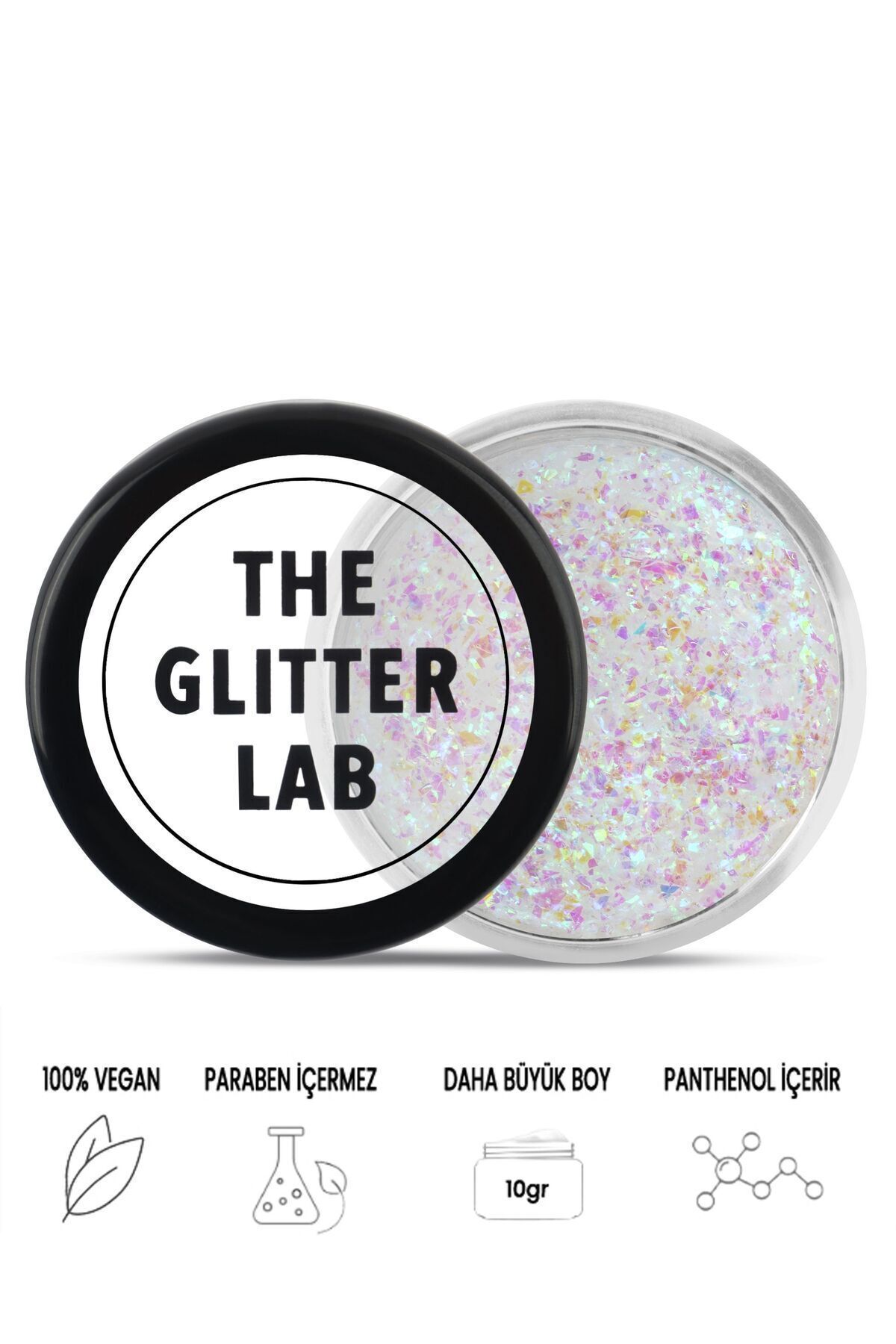 The Glitter Lab Jel Formlu Parlak Glitter - White Moon Face Glitter