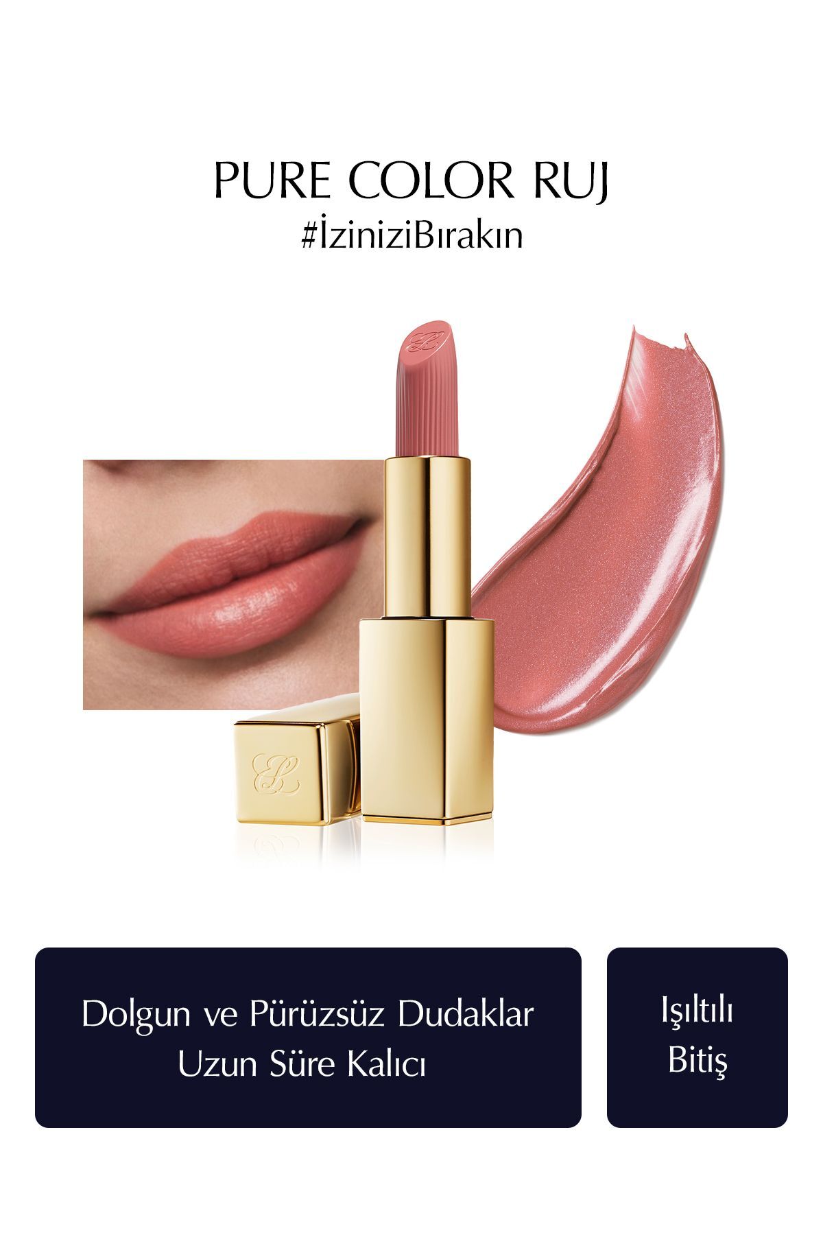 Estee Lauder Işıltılı Bitişli Hi-Lustre Ruj - Pure Color Hi-Lustre Lipstick - 3.5gr - Renk: 540 Angel Lips