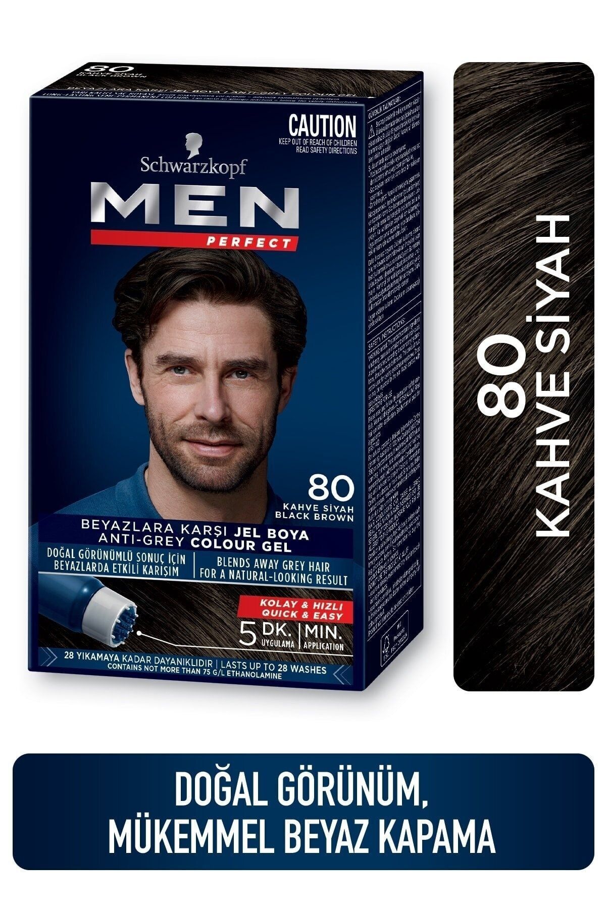Schwarzkopf Men Perfect Anında Beyaz Kapatan 80 Kahve Siyah