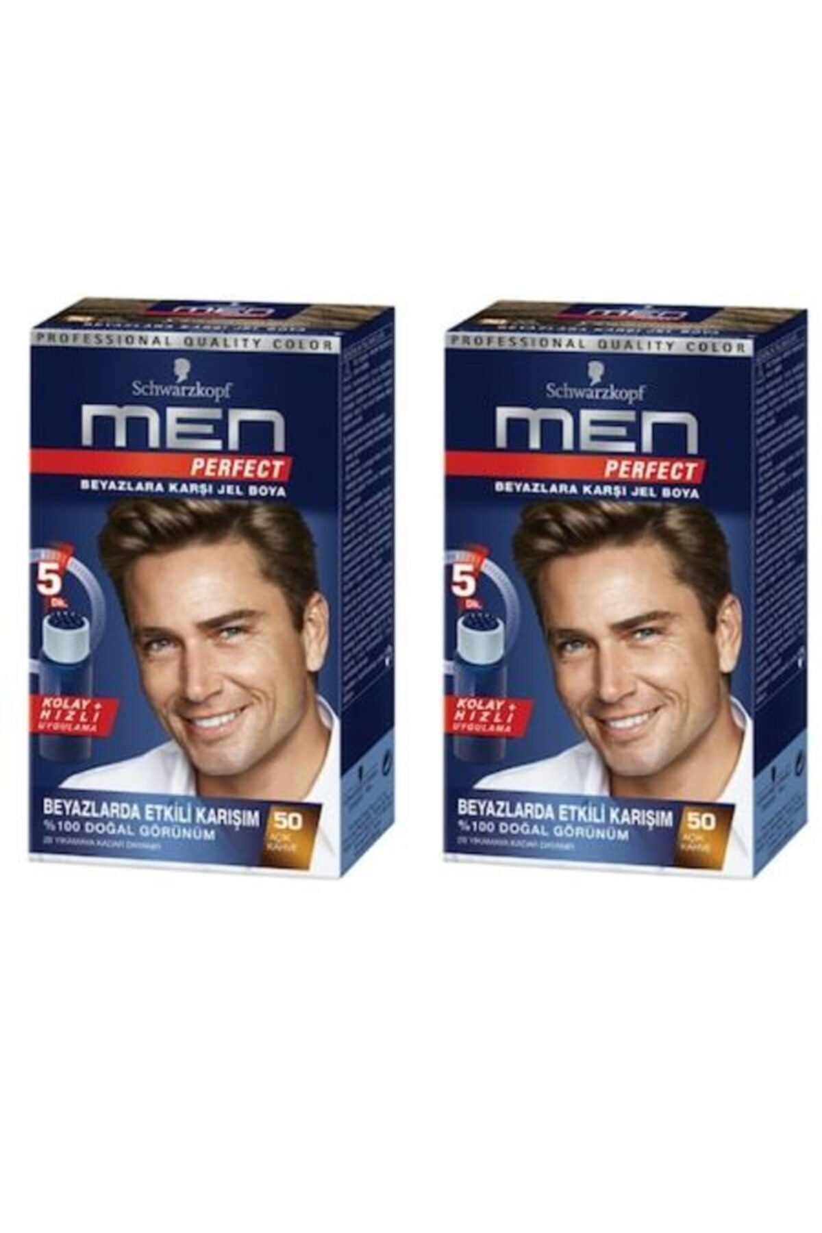 SCHWARZKOPF HAIR MASCARA Men Perfect Saç Boyası 50 - Açık Kahve 80 ml x 2 Adet
