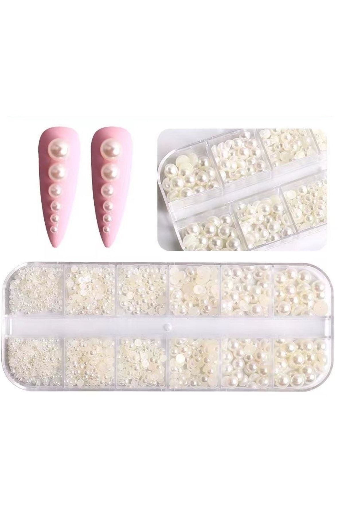 Venalisa 12'li Karışık Boy Nail Art Inci Taşları Tırnak Süsleme