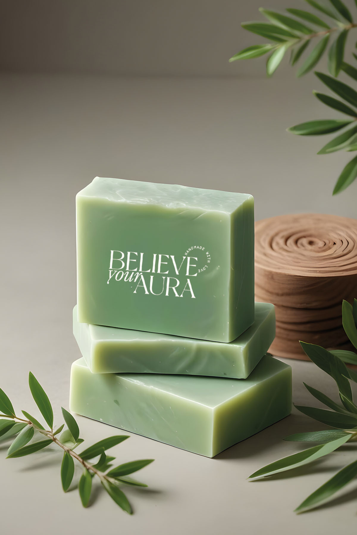 Believe Your Aura Çay Ağacı Sabunu - El Yapımı %100 Doğal Çay Ağacı Yağı Sabunu - 120 gr