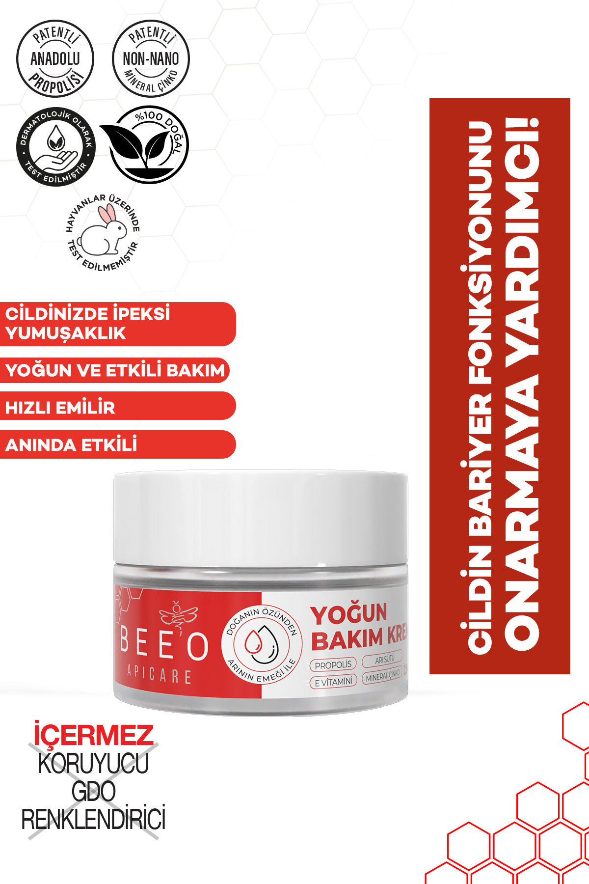 BEE'O Arı Sütlü Propolisli Organik Yoğun Bakım Kremi (S.O.S)