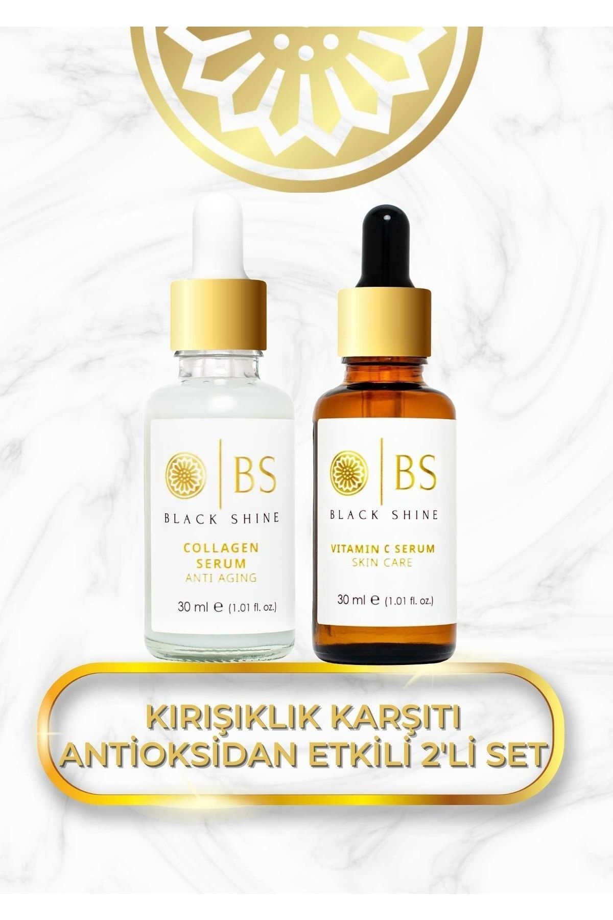 Black Shine BS Kolajen Serum 30 ml & Vitamin C Serum %20 – Gençleştirici ve Aydınlatıcı Çift Serum Seti