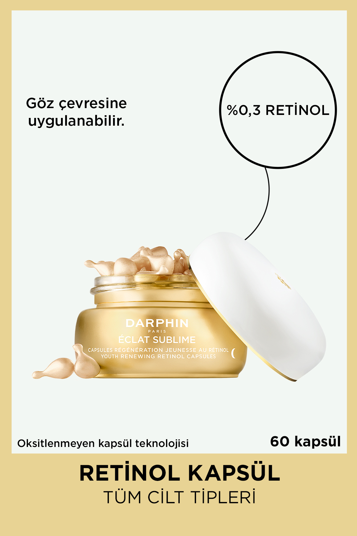 Darphin Eclat Sublime %0,3 Retinol Kapsül - 60 Kapsül | İnce Çizgi ve Kırışıklıklar, Saf E & C Vitamini