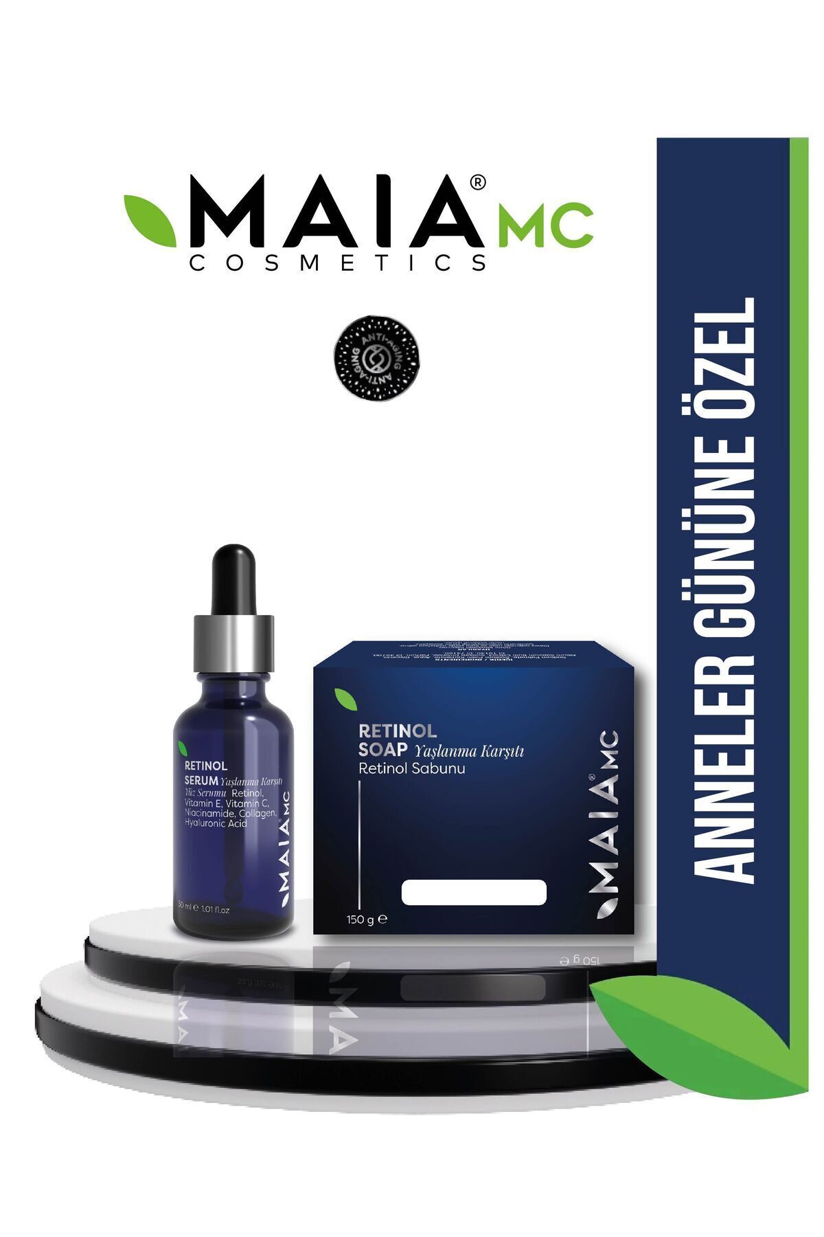 Maia mc Yaşlanma Belirtilerini Önleyici Retinol Set Serum & Sabun