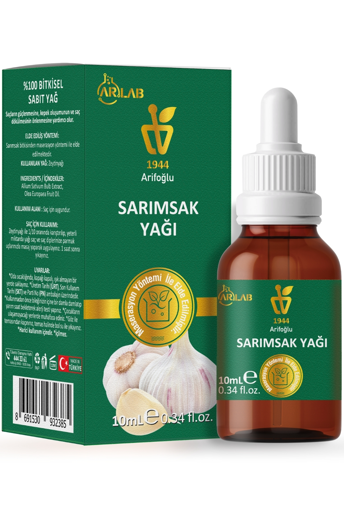 Arifoğlu Sarımsak Yağı 10ml %100 Saf Arlab