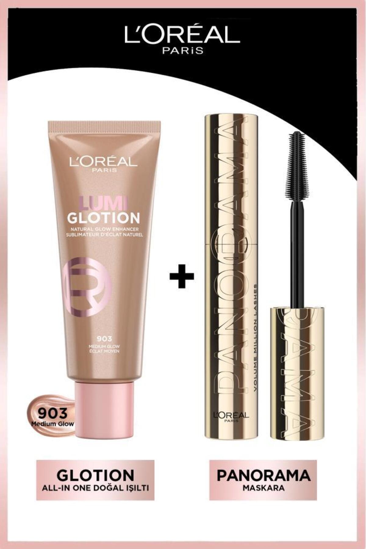 L'Oreal Paris Panorama Maskara & Glotion All-In-One Doğal Işıltı 903 Makyaj Seti