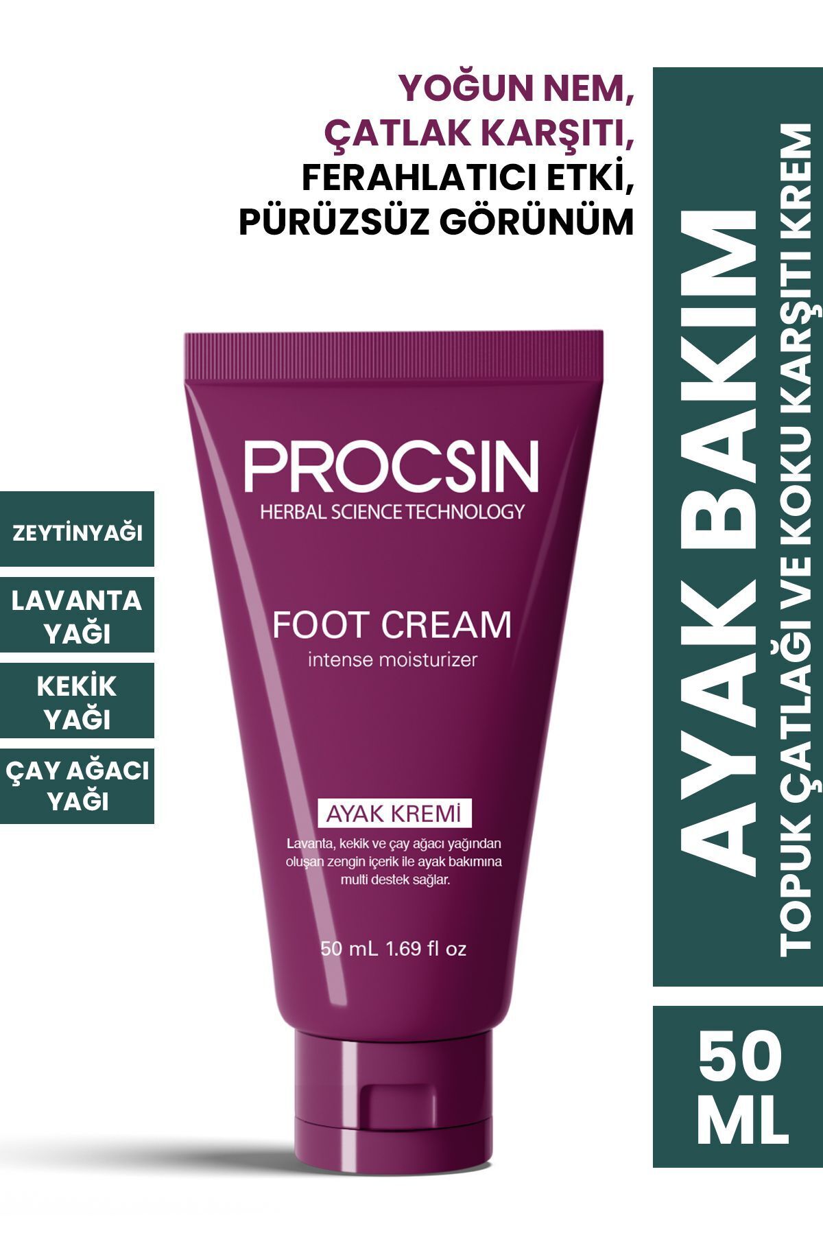 PROCSIN Topuk Çatlağı ve Koku Karşıtı Ayak Bakım Kremi 50 ml