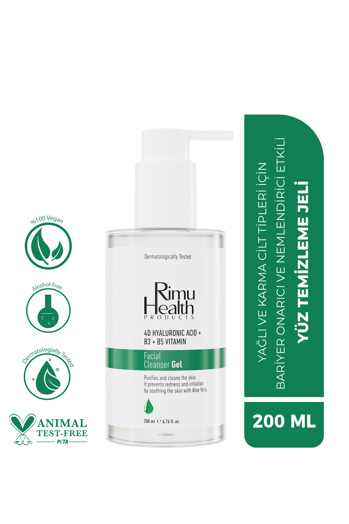 Rimu Health Products Yağlı Ve Karma Cilt Tipleri İçin Bariyer Onarıcı Nemlendirici Etkili Yüz Temizleme Jeli 200 ml