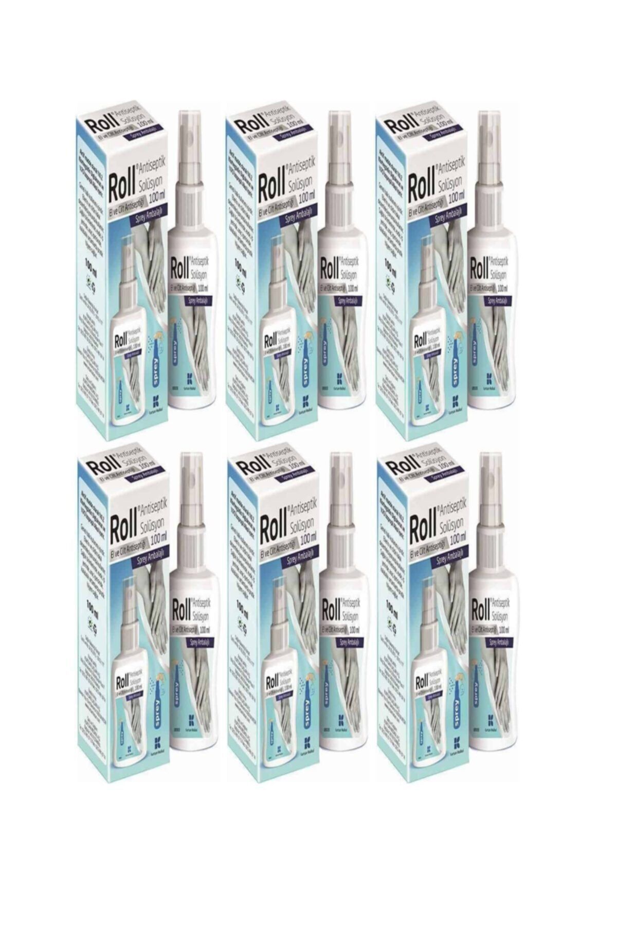 Roll Antiseptik Solüsyon El Ve Cilt Dezenfektanı 100 ml Sprey ( 6 adet )