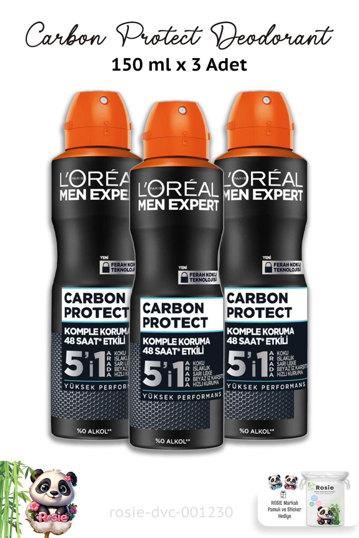 L'Oreal Paris 3 Adet Loreal Men Expert Carbon Protect Deodorant 150 ml ve ROSIE