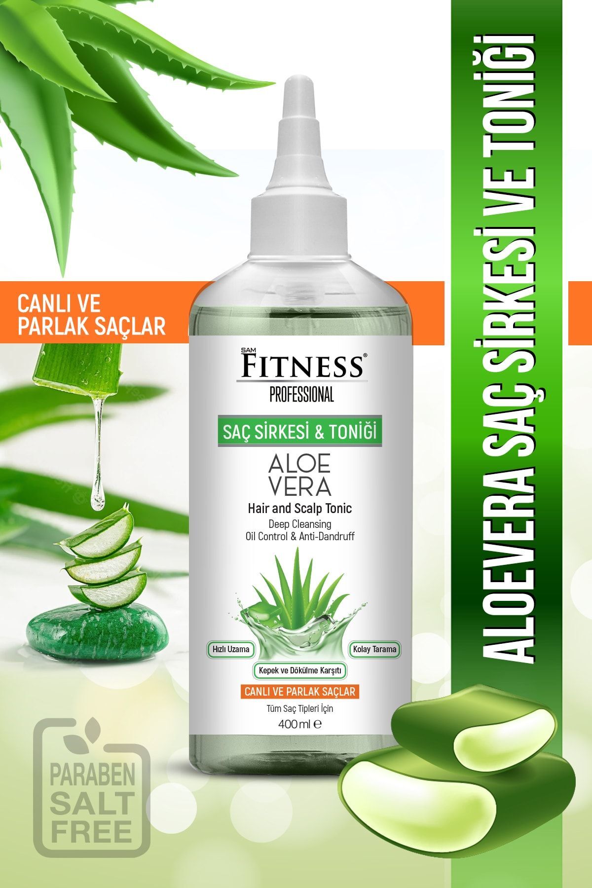 Fitness Professional Aloe Vera Özlü Saç Sirkesi & Saç Toniği 400 Ml - Kepek Ve Dökülme Karşıtı - Hızlı Uzama Etkili