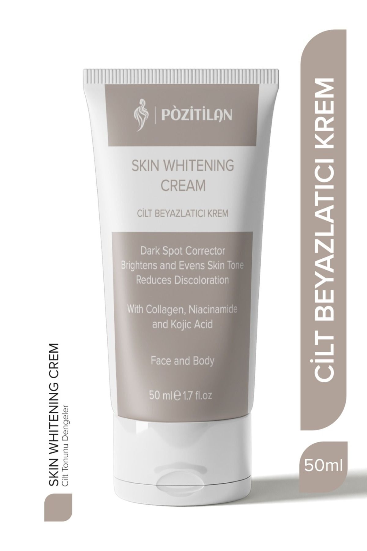 POZİTİLAN Cilt Beyazlatıcı Aydınlatıcı Glutatyonlu Leke Karşıtı Krem Kolajen, Niacinamide & Kojik Asitli 50 ml