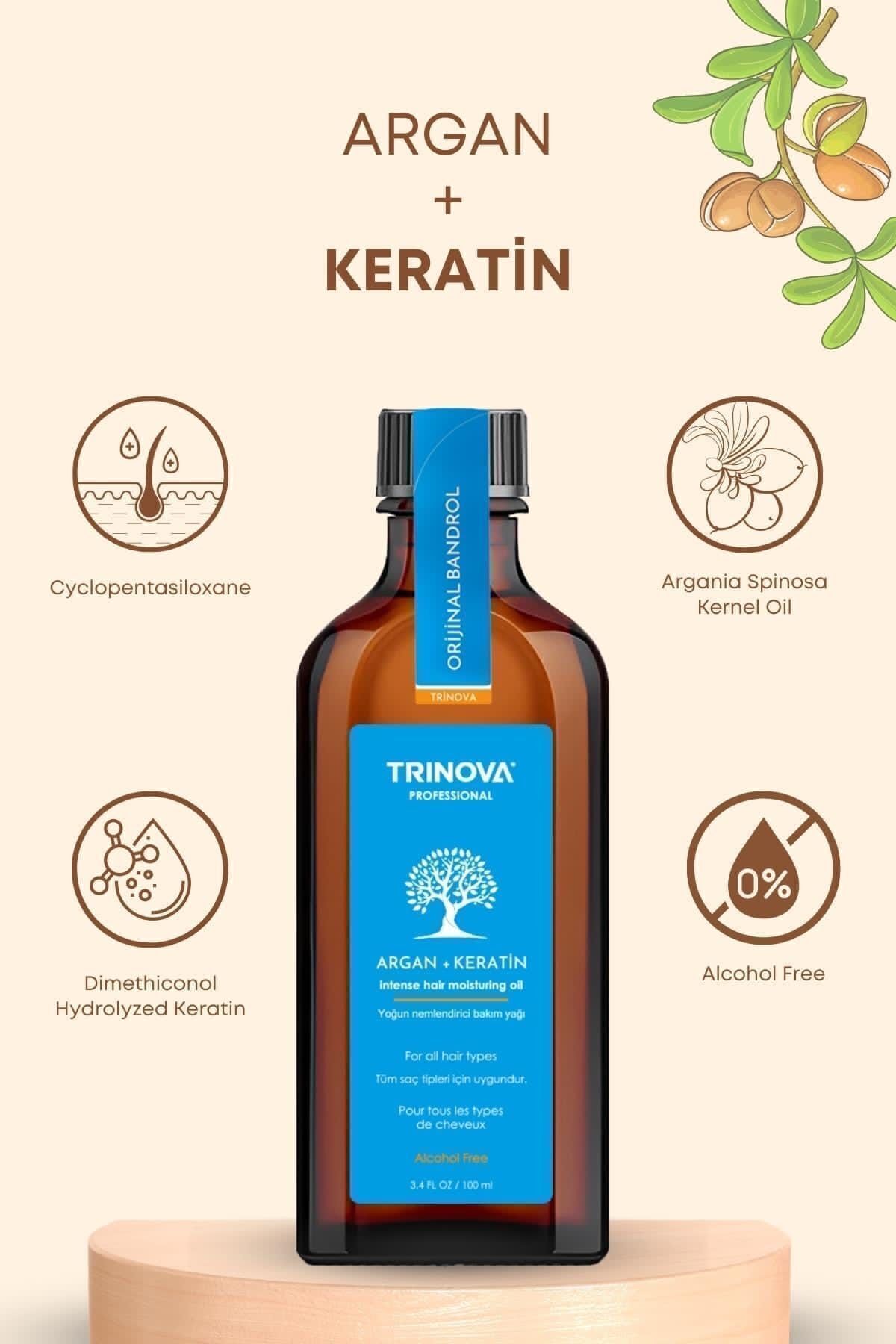 Trinova Argan Keratin Yağı & Zayıf Yıpranmış Saçlar Için Onarıcı Bakım Yağı