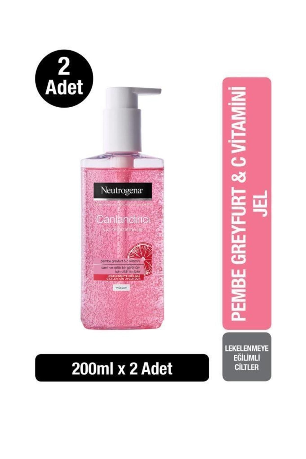 Neutrogena Visibly Clear Canlandırıcı Pembe Greyfurt Yüz Temizleme Jeli 200 ml X 2 Adet