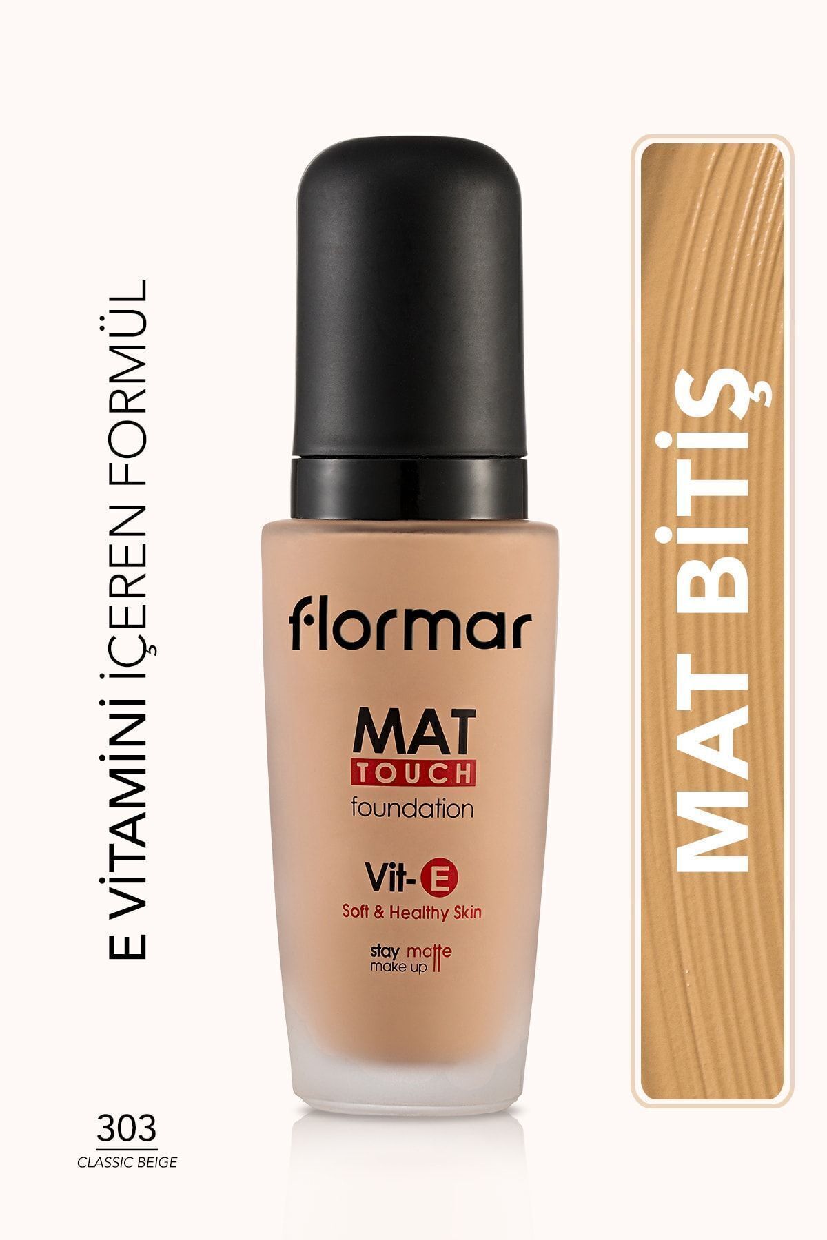 Flormar Mat Bitişli Fondöten (SICAK ALT TON) - Mat Touch Foundation - M303 Classic Beige - 8690604098279
