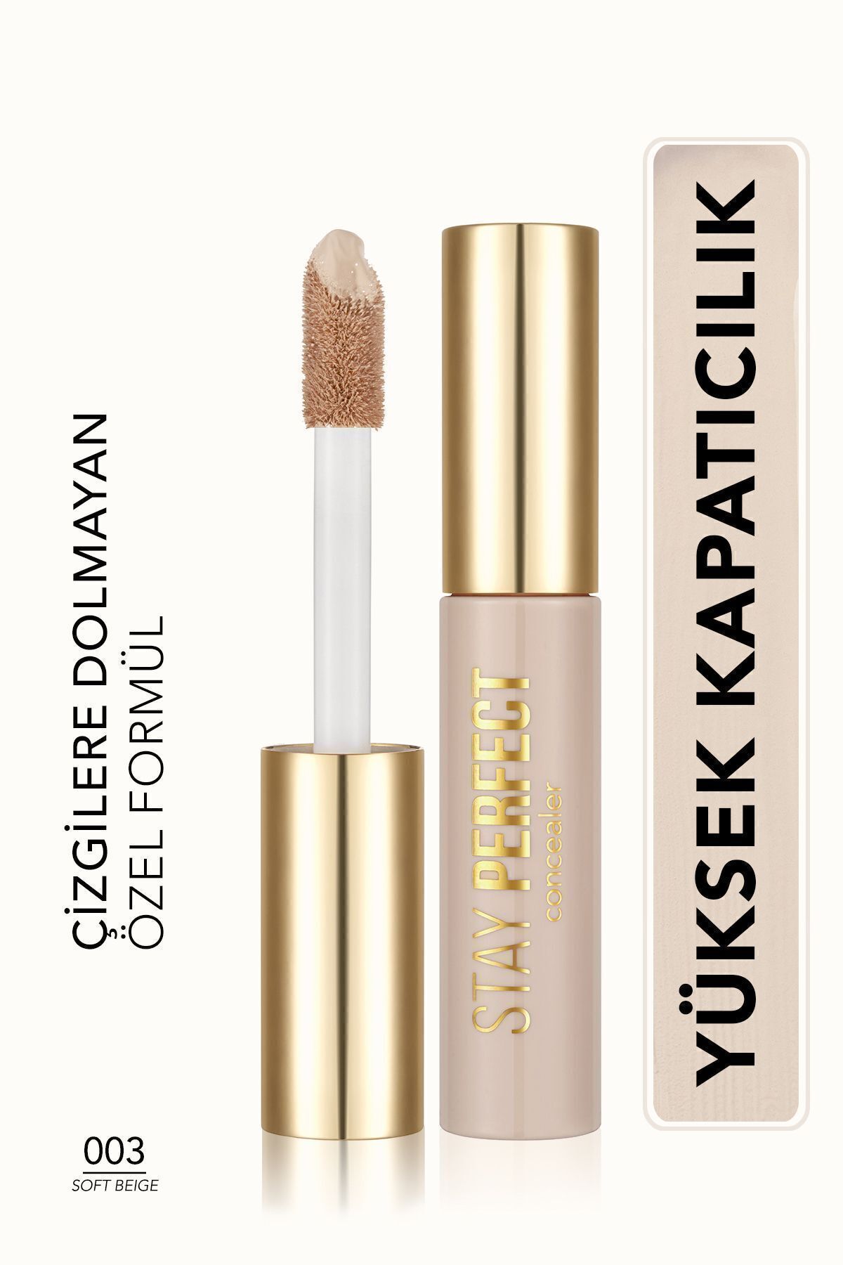 Flormar Doğal Bitişli Kapatıcı (SOĞUK ALT TON) - Stay Perfect Concealer - 003 Soft Beige - 8682536037136