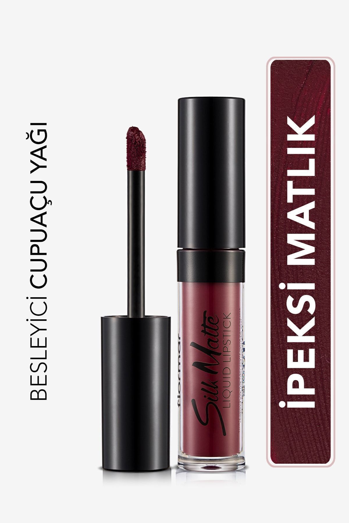 Flormar Kadife Dokulu Likit Mat Ruj - Silk Matte Liquid Lipstick - 008 DARK VIOLET - 8690604397372