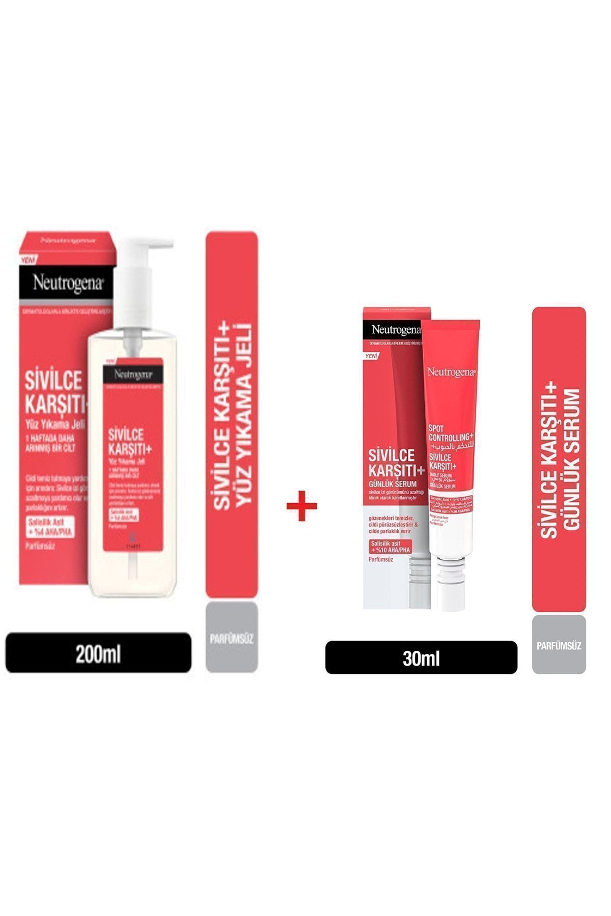 Neutrogena Sivilce Karşıtı Temizleme Jeli 200 ml Sivilce Karşıtı Plus Serum 30 ml