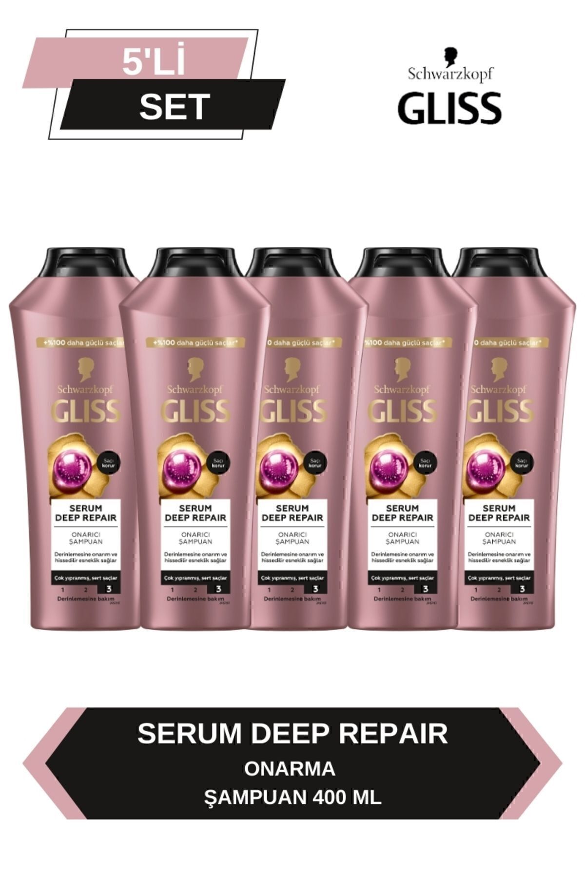 Gliss Serum Deep Repair Onarıcı Şampuan 400 ml x 5 Adet
